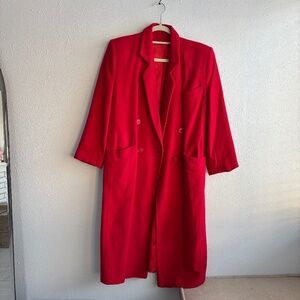 Fleurette Vintage 100% Cashmere Red DB Long Coat